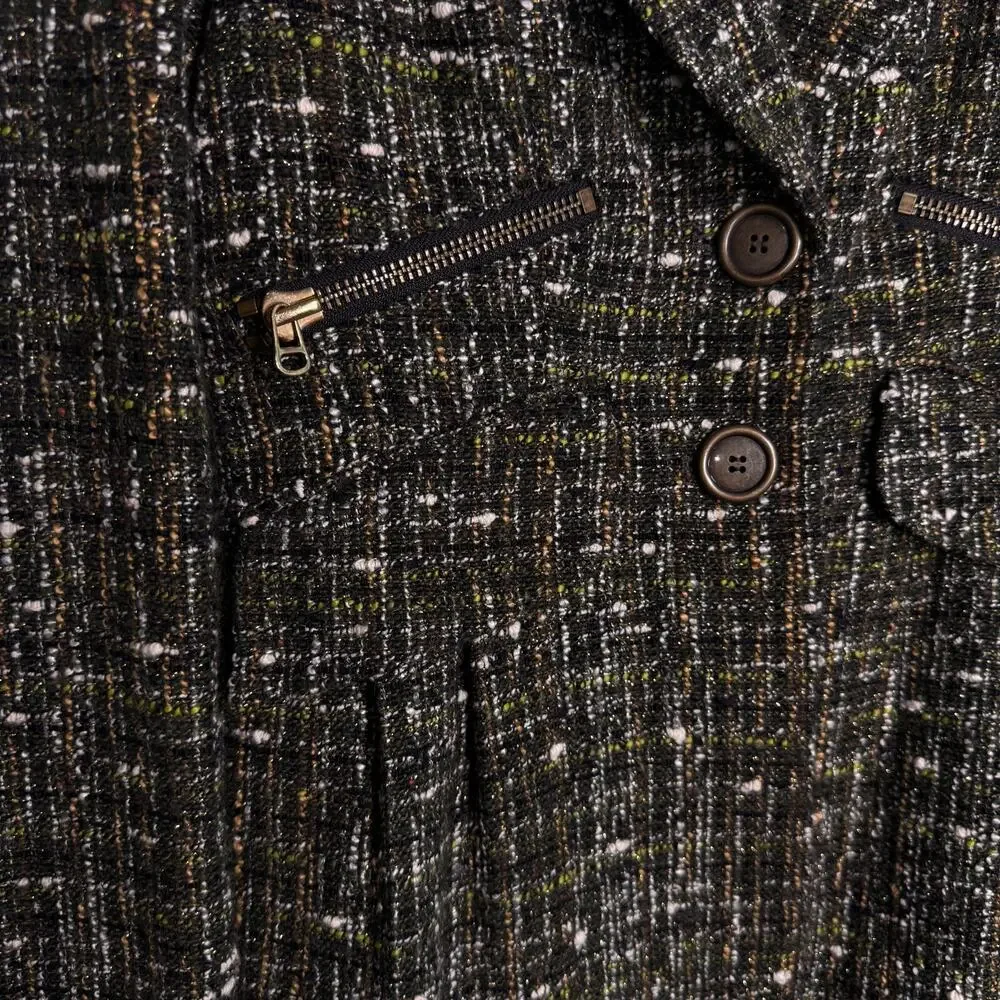 Etcetera Jacket Womens 4 Metallic Tweed Coat Academia Preppy Zipper Detail - Picture 7 of 13